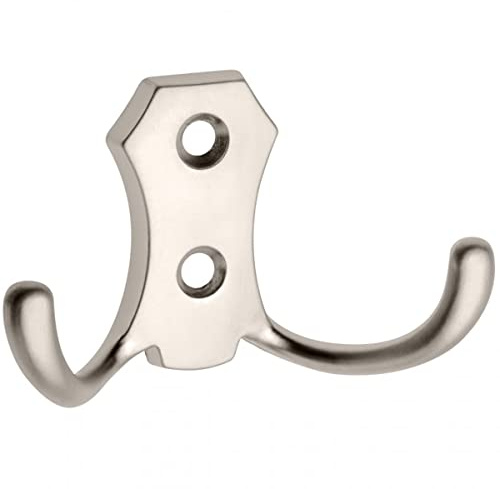 MS Beschläge klassischer Mantelhaken Garderobenhaken Kleiderhaken Handtuchhaken Handtuchhalter Zamak Doppel-Wandhaken (Edelstahl-Optik)