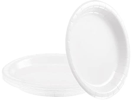 ATBEAMEN 16pcs White Paper Plates, 7in Solid Color Round Dinner Plates for Birthday, BBQs, Picnic, Kids Shower Parties