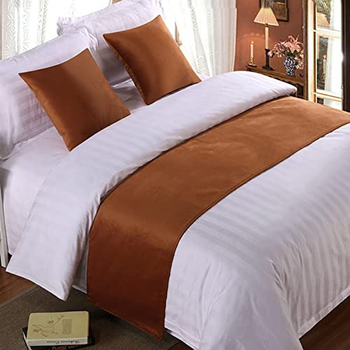 Bettläufer, King-Size-Bett, weicher Samt, Dekor, Bettbezug, braun, Luxus-Tagesdecke, Bettläufer für Fuß, Bettschal, Bettendtuch für Hotel, Schlafzimmer, Hochzeitszimmer, 240 x 50 cm