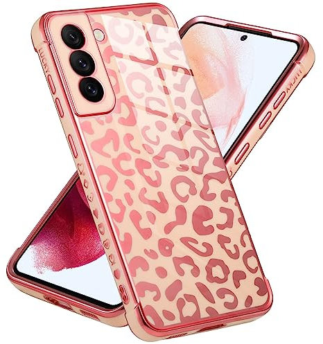 JIEZUIMEI Handyhülle für Samsung Galaxy S21 FE 5G Hülle, Ultra Dünn Case Leopard Muster Mädchen Galvanisierte Weich TPU Silikon Schutzhülle Stoßfeste Cover für Samsung Galaxy S21 FE 5G Rosa