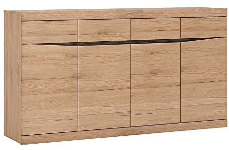 Lomadox Sideboard Anrichte Kommode (BxHxT) 168x92,5x40 cm grifflos mit 4 Türen 4 Schubladen in Eiche Nb. Wenge braun