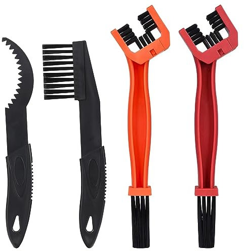 Boenoea Fahrrad Reinigungswerkzeuge Set, Bike Clean Brush Kit, 4 Pcs Motorrad Kettenbürste für Getriebe Wartung Reinigung Werkzeuge