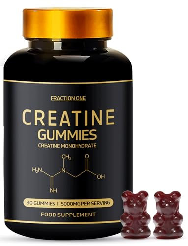 Fraction One Creatine Monohydrate Gummies – 90 Gummies – 5000 mg per Serving, Muscle Recovery and Endurance, Pre-Workout Support, Sugar-Free, Gym Supplement for Men and Women – 45 Days Supply