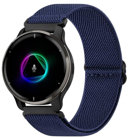 Oumida Armband für Garmin Venu 2 Plus/Sq/Sq 2 Music, 20mm Nylon Uhrenarmband Elastisch Verstellbar für Damen Herren, Sport Ersatzband für Venu Armbänder, Tiefes Blau