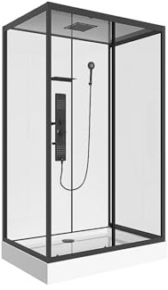 Vente-unique-Rechteckige Duschkabine mit Hydromassage - Beidseitige Installation - 110 x 80 x 215 cm - SULIPA