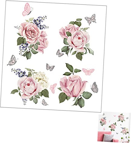 HEMOTON 1 Set Adesivo murale peonia carta da parati con fiori di rosa fiori foglie adesivi murali Home decor arredamento adesivo da parete fiore di peonia adesivi decorativi da parete pvc