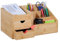 Relaxdays Schreibtisch Organizer, 2 Schubladen, 7 Fächer, HxBxT: 15,5 x 33 x 20,5 cm, Utensilienbox, Bambus, Natur