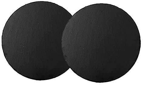 2Pcs Round Natural Steak Plates - Elegant Black Serving Platters for Home, Restaurants, and Hotels, Ideal for Steaks, Desserts, and Western Dishes, 15 Inch Diameter, Easy to Clean and Reusable