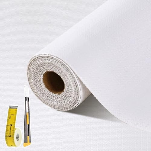 Drawer Liners Drawer Organisers Kitchen Cupboard Liner 45x600cm White Shelf Liner Non Adhesive Fridge Liners Non Slip Cabinet Liner for Shelves Bedroom Cupboard Protector with Knife and Tape Measure