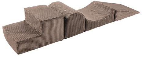 MEOWBABY Schaumstoff Bausteine Kinder – Softbausteine XXL – Baby Klettern Indoor – XXL Bausteine Schaumstoff – Schaumstoffbausteine, Cord, Braun