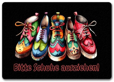Schuhe ausziehen Fußmatte in 35x50 cm ohne Rand mit Spruch Bitte Schuhe ausziehen Stilvolle Willkommensgeste Lustige Türmatte Ideal für Eingang Haustür