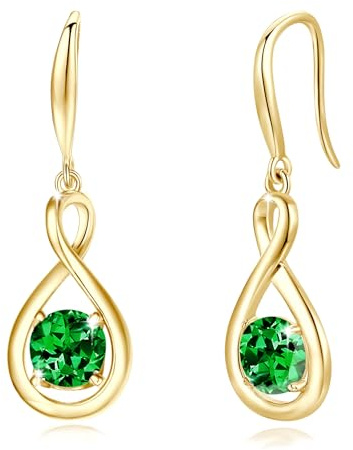 FANCIME Infinity Geburtsstein Ohrringe Hängend für Damen Sterling Silber | vergoldet Unendlichkeit Edelstein Baumelnde Ohrringe feiner Schmuck Weihnachten Jubiläums Geburtstag Geschenke für Frau Mama