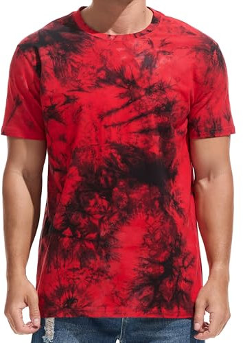 RONOMO Men's tie dye T-Shirt(ZR Red XXXL)