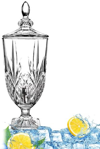 XYUERU Distributeur de Boissons en Verre, Pot à jus de Grande capacité avec Couvercle et Robinet, Carafe à Eau Froide Transparente for Fontaine à Boire for limonades, jus de Fruits, thé glacé