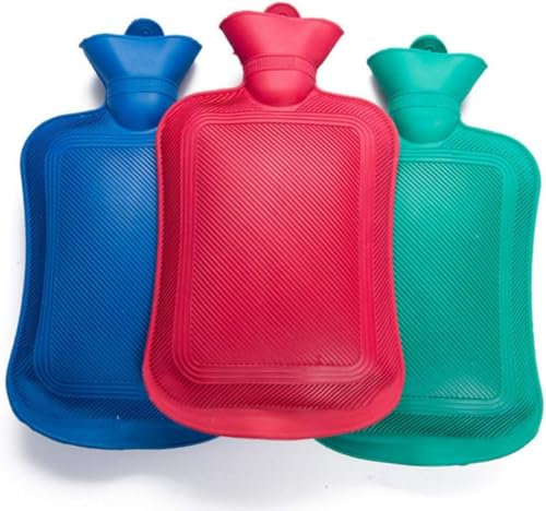 Mini Hot Water Bottles - 3 Pack - Random Color - Bed Warmer - 3X 750ml Hot Water Bag for Pain Relief Hot Cold Compress Cramps Back Pain Neck Pain