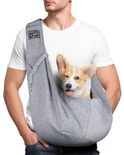 Adiwo Sac de Transport pour Chien Chat,Sac de Transport Bandoulière Réglable pour Animal de Compagnie, pour Chiens/Chats de Taille Moyenne Jusqu'à 7,5 kg pour Chien et Chat Voyages en Plein air(Gris)