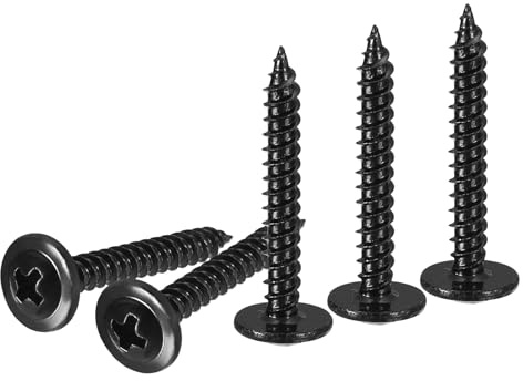 sourcing map 50Pcs #8×1-1/2 Phillips Head Self Tapping Screws, Carbon Steel Flat Head High-Strength Quick Tapping Screws Wood Screw for Wood, Metal, Plastic, Black