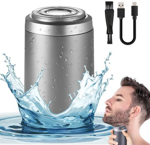 Mini Rasierer Elektrisch, 2025 Neu IPX7 Wasserdichter Multifunktionaler Rasierer Herren Elektrischer, Tragbarer Stumm Waschbar Mini Elektrorasierer, Tiefenreinigung Shaver Men (Grau)