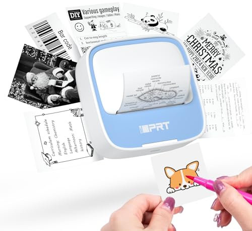 iDPRT Mini Tragbare Aufkleber Drucker,Bluetooth Thermodrucker für Studie Notizen Bilder DIY,Studiennotizen,Fotos (Blue)