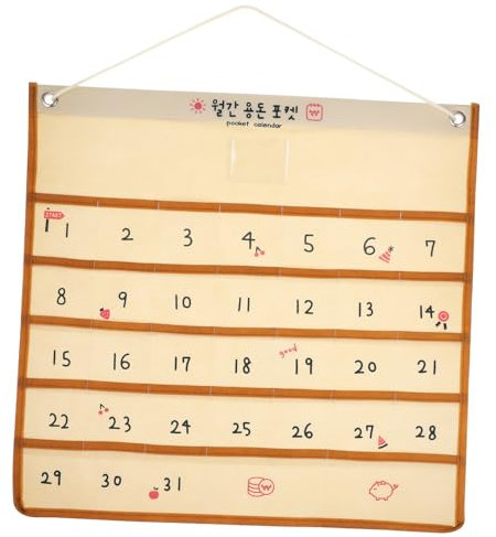 OFFSCH Non-woven Calendar Hanging Pocket Storage Bag for Items Organizer Wall Mounted Calendar Pouch over Door Organizer Function for Entryway Use