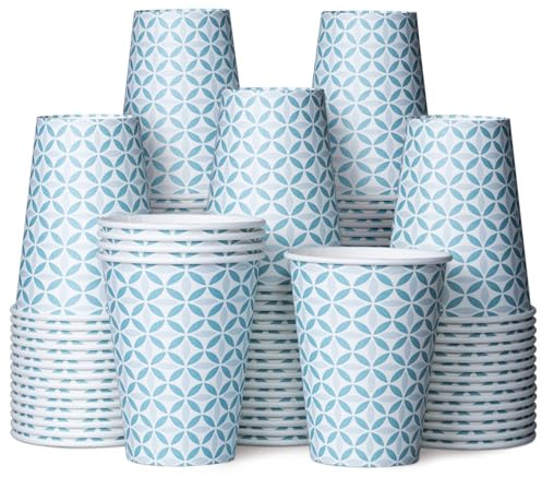Paper Coffee Cups, 100-Pack 340ml Disposable Paper Cups for Hot or Cold Drinks, Infinity Petal Design