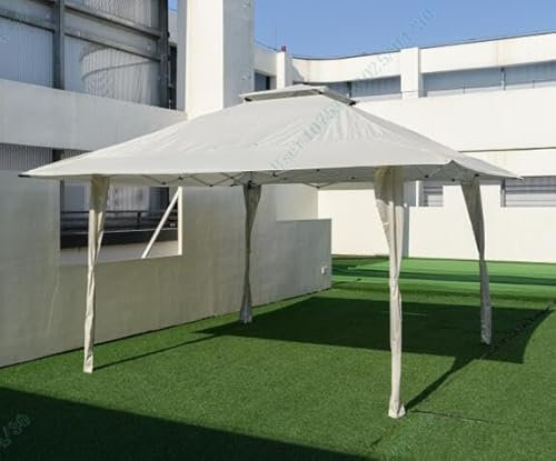 GOPLUS Tente de Pavillon de 3M, avec Moustiquaire Transparente sur 4 Côtés, Petite Fenêtre au Plafond, Utilisable en Plein Air/à la Maison/à Endroit Public, Brun/Beige (3,9x3,9m-Beige|sans Voile)
