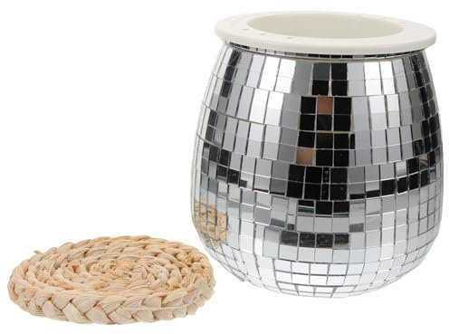 Ovaler Disco Pflanzkübel aus Kunststoff mit Spiegeloberfläche, Silber