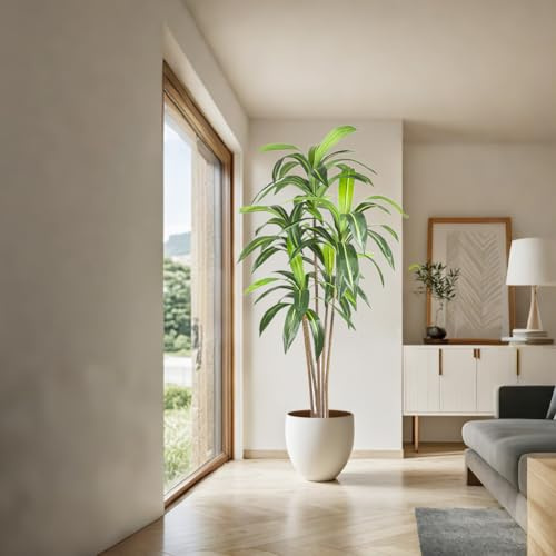Zstar 6FT Künstlicher Brasilianisches Eisenholz, 180cm Groß Brasilianisches Eisenholz Kunstpflanze im Topf, Realistischen Groß Drinnen Künstliche Pflanzen Dekoration für Büro Wohnzimmer Balkon