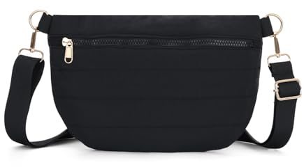 Jywmsc Puffer Crossbody Taschen für Frauen Kleine Puffy Sling Geldbörse Gesteppte Schulter Handtasche Fanny Pack Gürteltasche