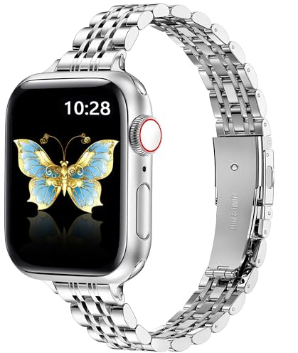 Vamyzji Correa Metálica para Apple Watch de 49 mm 46 mm 45 mm 44 mm 42 mm 41 mm 40 mm 38 mm, Pulsera de acero inoxidable para Mujer, Correas Apple Watch Ultra/Ultra 2 SE Series 11 10 9 8 7 6 5 4 3 2 1
