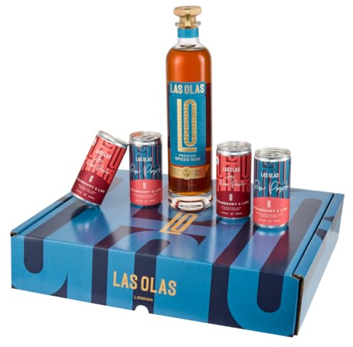 Las Olas Spiced Rum Tasting Collection Gift Set - 70cl Bottle + 4 x 200ml Rum Punch Cans | Award-Winning Rum | Premium Gift Box