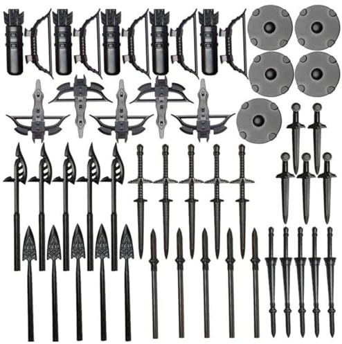 BlocteckToy Militär Waffen Set, Mittelalterliche Militär Waffen Schwerter Speere Hellebarden Bögen und Armbrüste Bausteine-Set für Erwachsene und Jugendliche, Kompatibel mit Aller Großen Marken