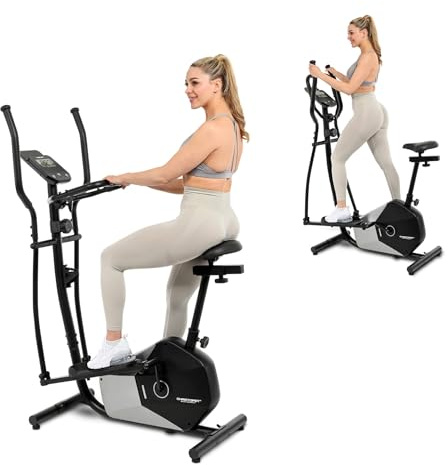 Christopeit Crosstrainer CT 6 – 2-in-1 Cross- & Heimtrainer, 7 kg Magnetbremse, 8 Widerstandsstufen, Handpulssensoren, Tablet-/Smartphone-Halterung, bis 100 kg