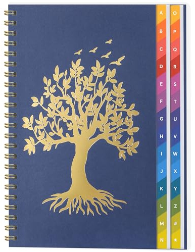 ZXHQ Passwortbuch mit bunten Registertabs, 168 Seiten, Deutsch – Spiralgebundener Passwort-Organizer für Internet-Adressen, Benutzernamen und Logins (21 × 14,5 cm) Blau