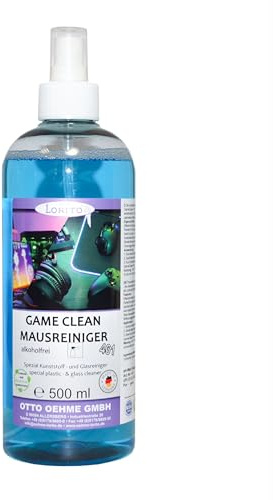Lorito Game Clean Maus & Tastaturreiniger 0,5L | Alkoholfreie Pflege für Gaming , Setup und PC -Zubehör, Computer Reiniger mit mit antistatischem Schutz