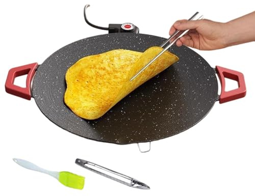 Padella per grill elettrica, griglia interna per barbecue coreano senza fumo, piastre rotonde portatili per bistecche, hamburger e pancake, padella elettrica a riscaldamento rapido con CE