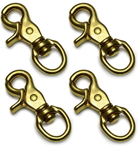 Ganzoo Scherenkarabiner-Haken mit Drehgelenk L: 73 mm, Schnappkarabiner für Hunde-Leine, 4 Stück, Wirbelkarabiner, Triggerhead für Paracord 550 Hundehalsband, legierter Stahl, Drehkopf, Farbe: Gold