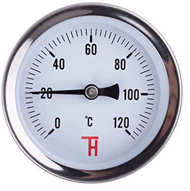 THERMIS Thermometer für Heizung Analog 63 mm, Anschluss von hinten G1/2 ETR (0-120°C)