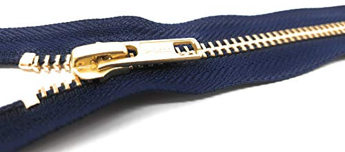 YKK RGC-56 Nicht teilbarer Reißverschluss aus Metall in Gold mit Zipper Marine 14 cm