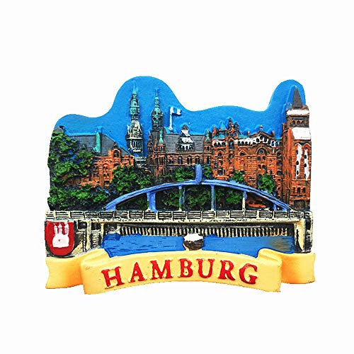 3D-Kühlschrankmagnet, Hamburg, Deutschland, Reise-Souvenir, Geschenk-Kollektion, Zuhause, Küche, Dekoration, Magnetaufkleber, Hamburg, Deutschland, Kühlschrankmagnet