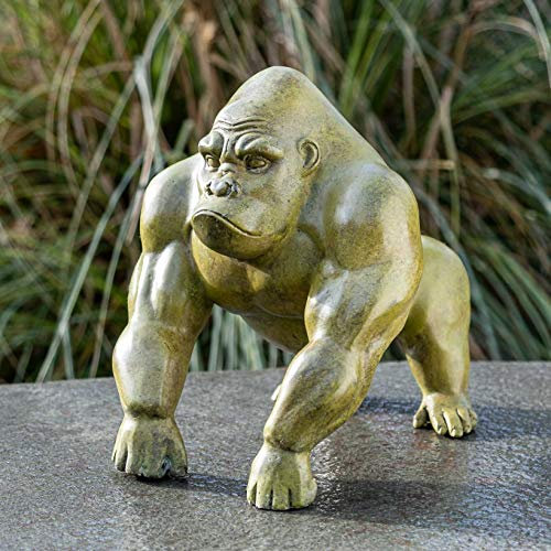 IDYL Bronze-Skulptur Kleiner Moderner Gorilla | 27x22x31 cm | Moderne Bronze-Figur handgefertigt | Gartenskulptur und Teich-Dekoration| Hochwertiges Kunsthandwerk | Wetterfest