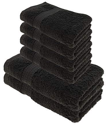 Julie Julsen Bio Duschtuch-Set 6 TLG. 2 Dusch- 4 Handtücher Schwarz 100% Baumwolle Frotte 550g/m²