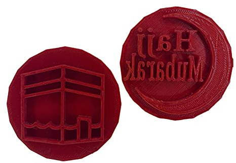 Hajj Mubarak Keks-Stempel, Prägeform für Zuckerguss, Fondant, Ramadan, Nikkah, Umrah Eid, Muslimische Hochzeit, 2er-Set