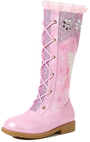 YOSICIL Stivali da ragazza principessa Stivali da Neve bambini Scarpe frozen pelliccia suola morbida ragazze stivaletti da principessa singoli stivali donna invernali eleganti nuovo
