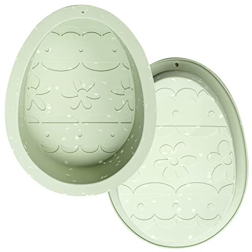 Egg Cake Pans, Easter Silicone Egg Chocolate Mold 2 Pack Large Breakable Egg Molds 7 Inch Cake Molds Jumbo Easter Moulds Silicone Chocolate Tray for Easter Baking