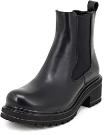 QUEEN HELENA Stivaletti Chelsea Boots con Tacco Stivali Bassi Senza Chiusura con Plateau Casual Invernali Donna X27-104 (X27-104 Nero, Numeric_37)