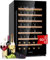 Klarstein Weinkühlschrank Freistehend, Kleiner Getränkekühlschrank Schmal, 1 Zone Weinkühlschrank mit Glastür, Indoor/Outdoor Beersafe, Kühlschrank Klein mit UV-Schutz, 5-18°C, 50 Flaschen