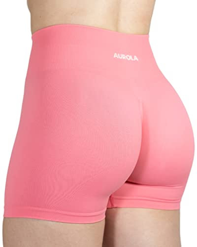 AUROLA Dream Collection - Short d'entraînement pour Femme - Taille Haute - Short de Sport sans Couture, Rose Bonbon, Taille M