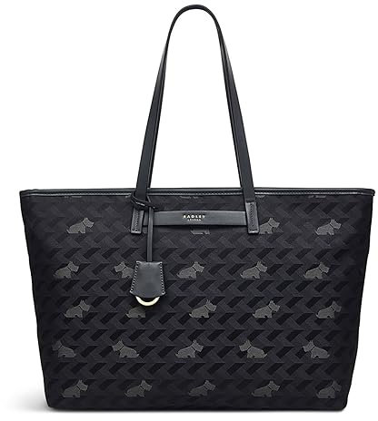 RADLEY Finsbury Park Geo Large Zip Shoulder Bag - Black/Dark Grey, Dark Grey, Large, darkgray