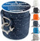 Premium Anchor Rope 100 ft x 3/8 inch, Double Braided Nylon Anchor Line Boat Rope Marine Rope,Boat Anchor Rope with Thimble & Shackle & Reflective Strip - Braided Anchor Rope Navy Blue